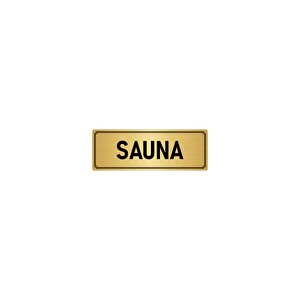 Metal Yönlendirme Levhası, Departman Kapı İsimliği Sauna 7x20 Cm Altın Renk