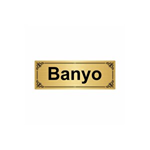 Banyo 7x20cm Altın Renk Metal Yönlendirme Levhası