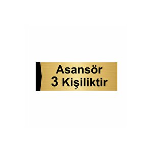Asansör 3 Kişiliktir 7x20cm Altın Renk Metal Yönlendirme Levhası