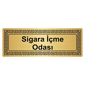 Sigara İçme Odası 7cmx20cm Metal Yönlendi̇rme Levhasi Altin Renk Metal
