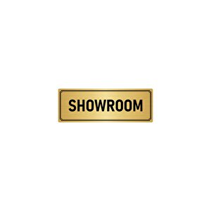 Metal Yönlendirme Levhası, Departman Kapı İsimliği Showroom 7x20 Cm Altın Renk