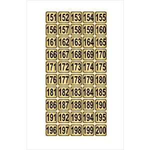 Metal Kapı,masa,dolap Numarası 7cmx7cm 50 Adet (151…200) Altın Renk Metal