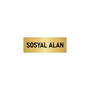 Metal Yönlendirme Levhası, Departman Kapı İsimliği Sosyal Alan 10x20 Cm Altın Renk