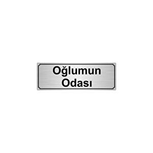 Oğlumun Odasi Yönlendi̇rme Levhasi 7cmx20cmgümüş Renk Metal