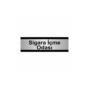 Sigara İçme Odası 5x20cm Gümüş Renk Metal Yönlendirme Levhası