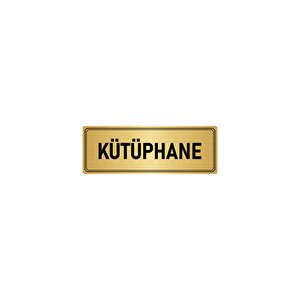 Metal Yönlendirme Levhası, Departman Kapı İsimliği Kütüphane 5x20 Cm Altın Renk