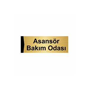 Asansör Bakım Odası 7x20cm Altın Renk Metal Yönlendirme Levhası