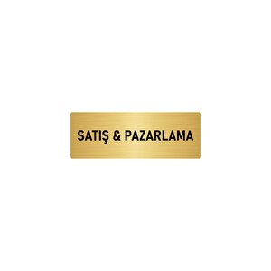 Metal Yönlendirme Levhası, Departman Kapı İsimliği Satış & Pazarlama 10x20 Cm Altın Renk