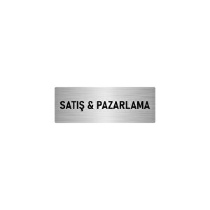 Metal Yönlendirme Levhası, Departman Kapı İsimliği Satış & Pazarlama 10x20 Cm Gümüş Renk