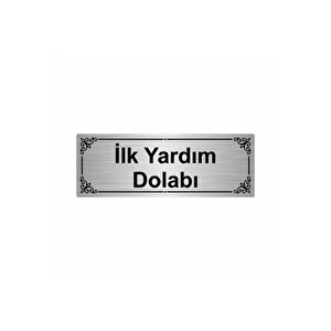 İlk Yardım Dolabı 7x20cm Gümüş Renk Metal Yönlendirme Levhası