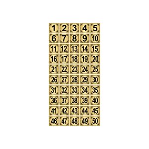 Metal Kapı,masa,dolap Numarası 5x5cm 50 Adet (1..50) Altın Renk Metal