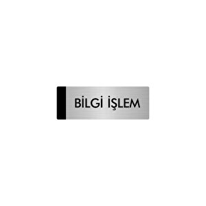Metal Yönlendirme Levhası, Departman Kapı Isimliği Bilgi İşlem 10x20 Cm Gümüş Renk