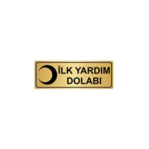İlk Yardim Dolabi Yönlendi̇rme Levhasi 7cmx20cm Altin Renk Metal