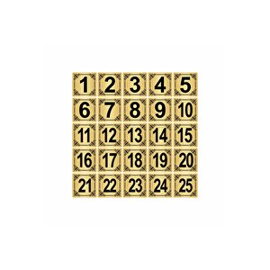 Metal Kapı,masa,dolap Numarası 3,5x3,5cm 25 Adet (1..25) Altın Renk Metal