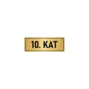 Metal Yönlendirme Levhası, Departman Kapı İsimliği 10. Kat 7x20 Cm Altın Renk