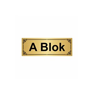 A Blok 7x20cm Altın Renk Metal Yönlendirme Levhası