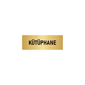 Metal Yönlendirme Levhası, Departman Kapı İsimliği Kütüphane 7x20 Cm Altın Renk