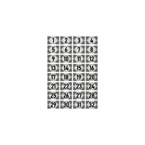Metal Kapı Masa Dolap Numara Levhası 7x10cm Gümüş Renk 32 Adet (1…32)
