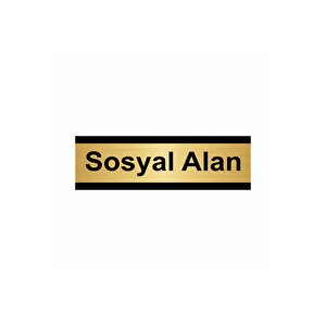 Sosyal Alan 10x20cm Altın Renk Metal Yönlendirme Levhası