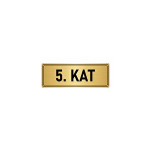 Metal Yönlendirme Levhası, Departman Kapı İsimliği 5. Kat 10x20 Cm Altın Renk