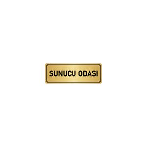 Metal Yönlendirme Levhası, Departman Kapı İsimliği Sunucu Odası 5x20 Cm Altın Renk