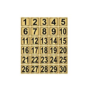 Metal Kapı,masa,dolap Numarası 4cmx4cm 30 Adet (1..30) Altın Renk Metal