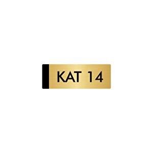 Metal Yönlendirme Levhası, Departman Kapı Isimliği Kat 14 7x20 Cm Altın Renk