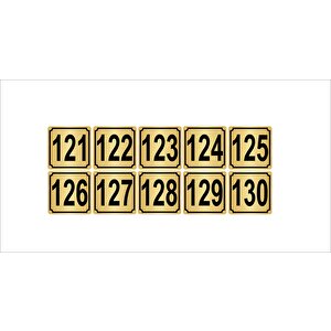 Metal Kapı,masa,dolap Numarası 3,5cmx3,5cm 10 Adet (121…130) Altın Renk Metal