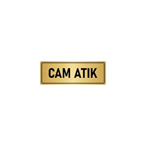Metal Yönlendirme Levhası, Departman Kapı İsimliği Cam Atık 5x20 Cm Altın Renk