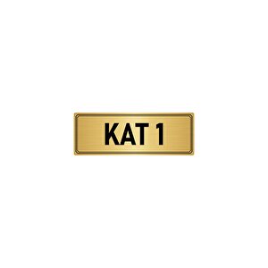Metal Yönlendirme Levhası, Departman Kapı İsimliği Kat 1 10x20 Cm Altın Renk