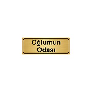 Oğlumun Odas Yönlendi̇rme Levhasi 7cmx20cm Altin Renk Metal