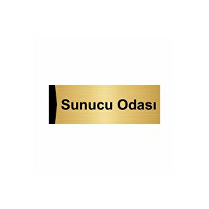 Sunucu Odası 10x20cm Altın Renk Metal Yönlendirme Levhası
