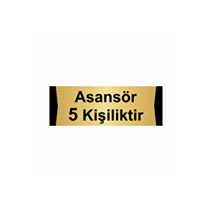 Asansör 5 Kişiliktir 10x20cm Altın Renk Metal Yönlendirme Levhası