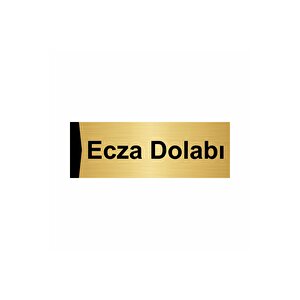 Ecza Dolabı 7x20cm Altın Renk Metal Yönlendirme Levhası