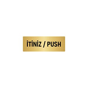 Metal Yönlendirme Levhası, Departman Kapı İsimliği İtiniz/push 5x20 Cm Altın Renk