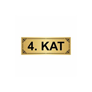 4.kat  7x20cm Altın Renk Metal Yönlendirme Levhası