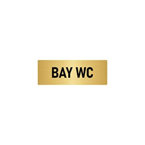 Metal Yönlendirme Levhası, Departman Kapı İsimliği Bay Wc 7x20 Cm Altın Renk