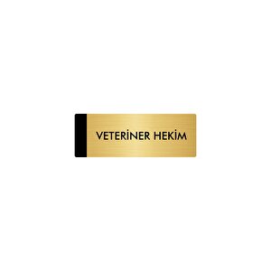 Metal Yönlendirme Levhası, Departman Kapı Isimliği Veteriner Hekim 5x20 Cm Altın Renk