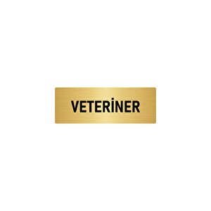 Metal Yönlendirme Levhası, Departman Kapı İsimliği Veteriner 10x20 Cm Altın Renk