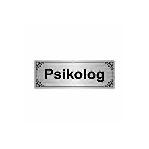 Psikolog 7x20cm Gümüş Renk Metal Yönlendirme Levhası