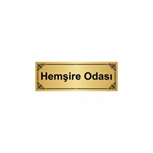 Hemşire Odası 7x20cm Altın Renk Metal Yönlendirme Levhası