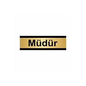 Müdür 5x20cm Altın Renk Metal Yönlendirme Levhası
