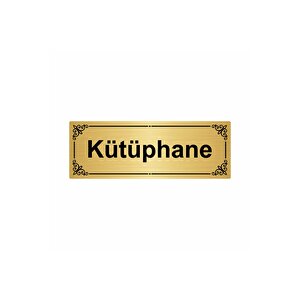 Kütüphane 7x20cm Altın Renk Metal Yönlendirme Levhası