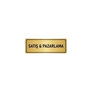 Metal Yönlendirme Levhası, Departman Kapı İsimliği Satış & Pazarlama 7x20 Cm Altın Renk