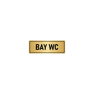 Metal Yönlendirme Levhası, Departman Kapı İsimliği Bay Wc 5x20 Cm Altın Renk
