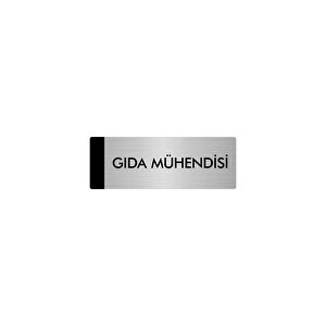 Metal Yönlendirme Levhası, Departman Kapı Isimliği Gıda Mühendisi 7x20 Cm Gümüş Renk