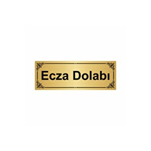 Ecza Dolabı 7x20cm Altın Renk Metal Yönlendirme Levhası
