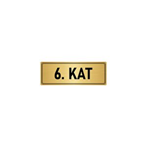 Metal Yönlendirme Levhası, Departman Kapı İsimliği 6. Kat 7x20 Cm Altın Renk