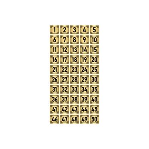 Metal Kapı Masa Dolap Numara Levhası 3,5x3,5cm Altın Renk 50 Adet (1…50)