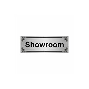 Showroom 7x20cm Gümüş Renk Metal Yönlendirme Levhası